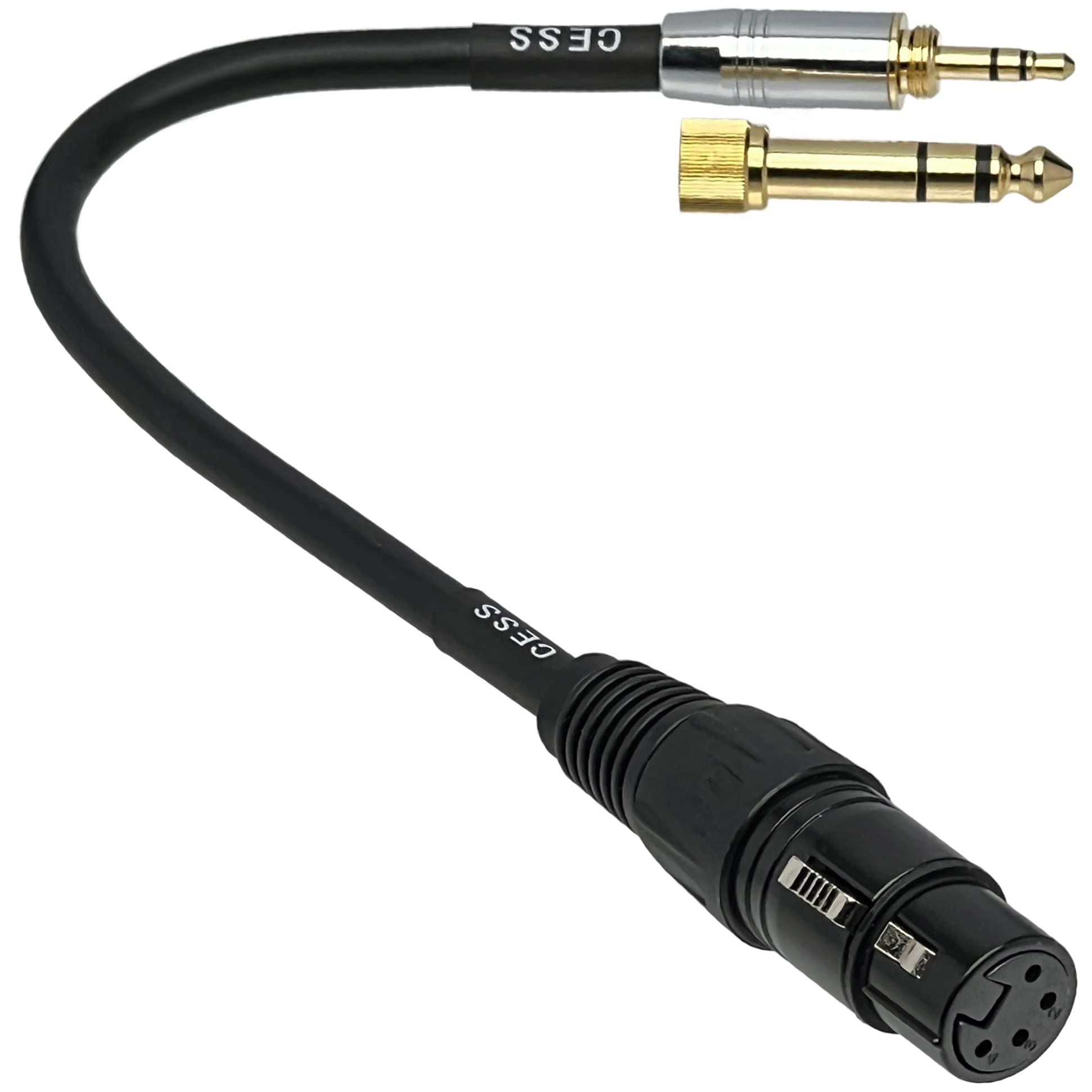 CNCESS CESS-223 Stereo 3.5mm TRS Plug and 6.35mm 1/4-Inch Adapter to 4-Pin XLR Female Jack Adapter Cable for Headphone and Amplifier, 2-in-1