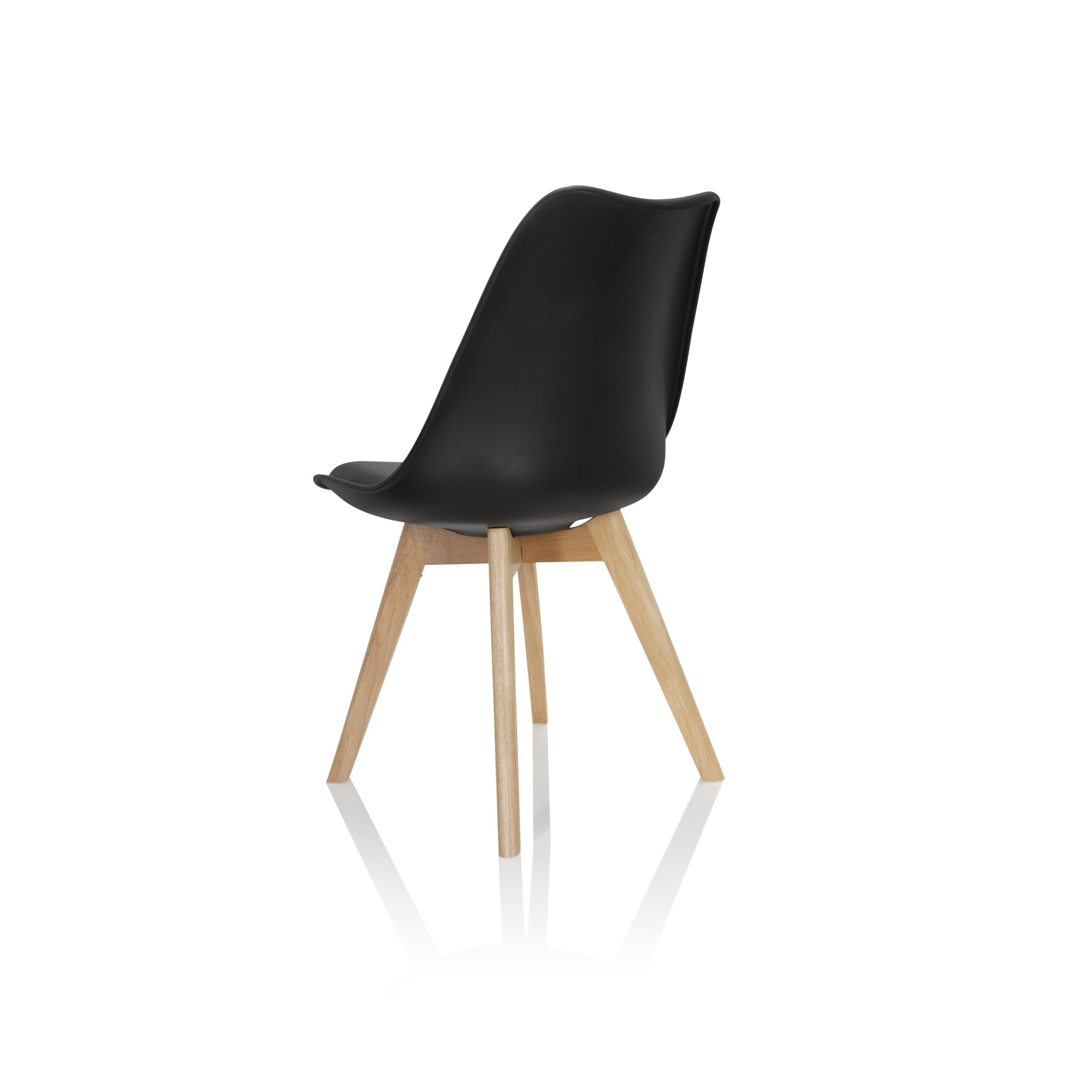 hjh OFFICE 4er Set Esszimmerstühle Scandi Massivholz Beine Buche, Stuhl Küchenstuhl gepolstert im Retro-Design, Kunststoff Schwarz 661011