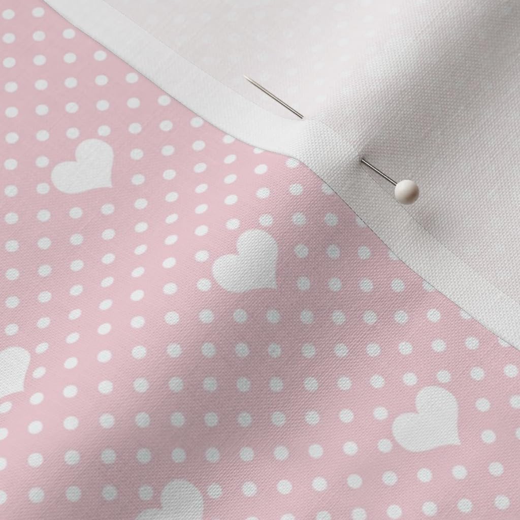 Spoonflower Fabric - Polka Dots Heart Rose Pink Nursery Printed on Petal Signature Cotton Fabric by The Yard - Sewing Quilting Apparel Crafts Decor