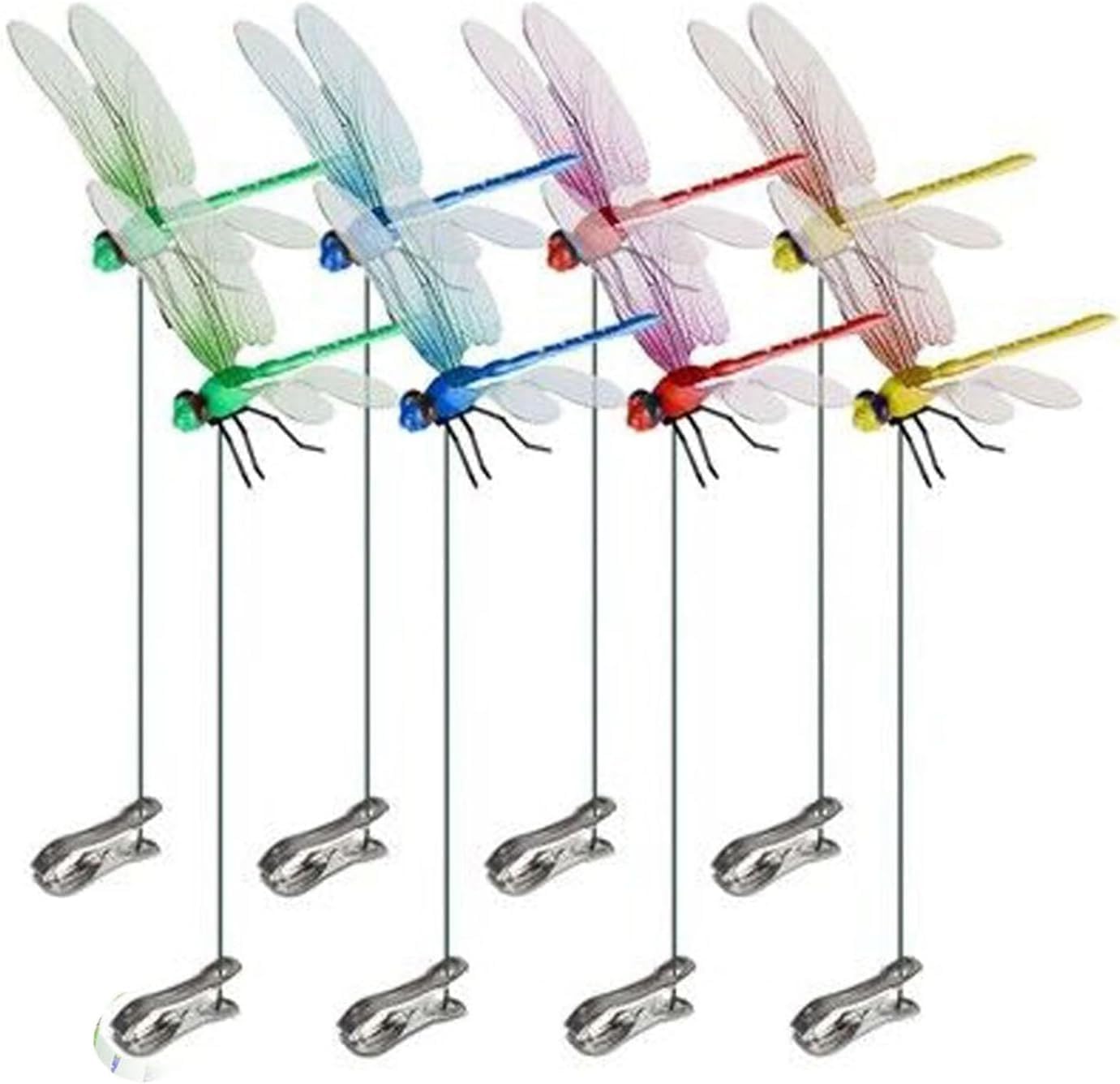 Dragonfly Clips, 3D Dragonfly Garden Decor Lifelike Dragonfly Stakes on Sticks Pole Garden Ornaments for Outdoors Patio Lawn Yard Decorations