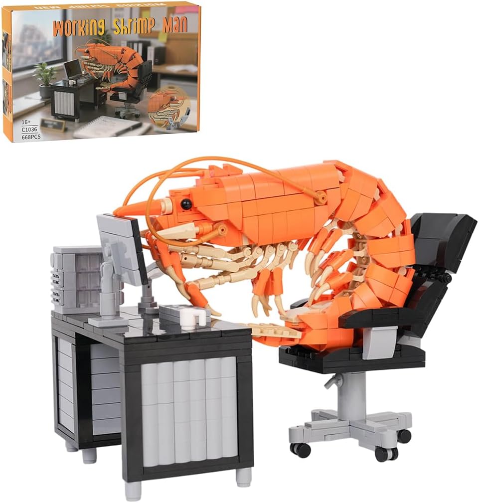 Working Shrimp Man Building Blocks, Creative Animal Display Model, 675 PCS