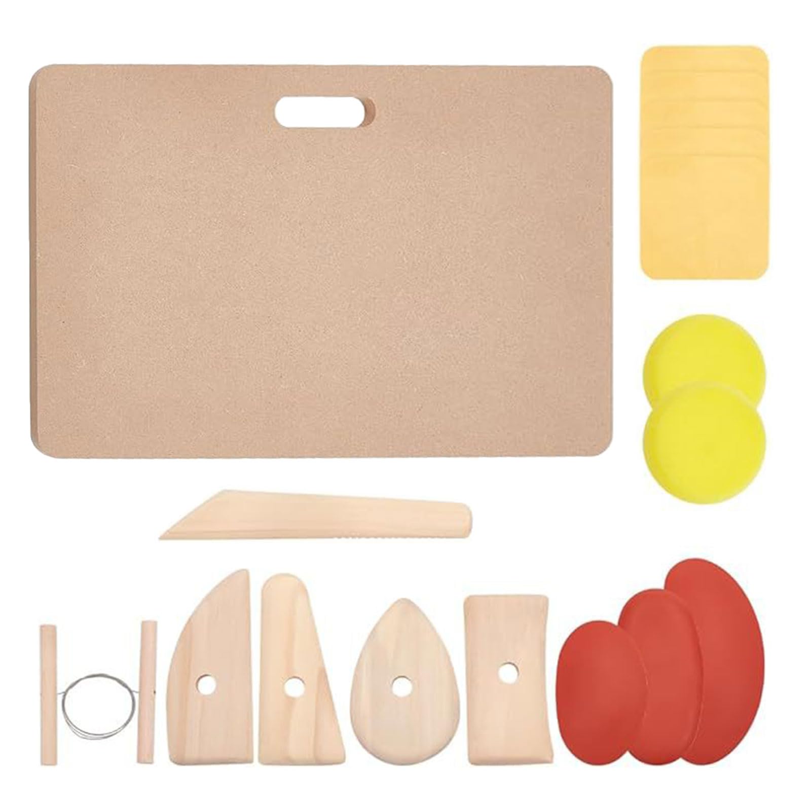 Tsophreniq 17x Clay Ceramic Craft Tool Kits Pottery Set Wedging Board Modelings for Modelings