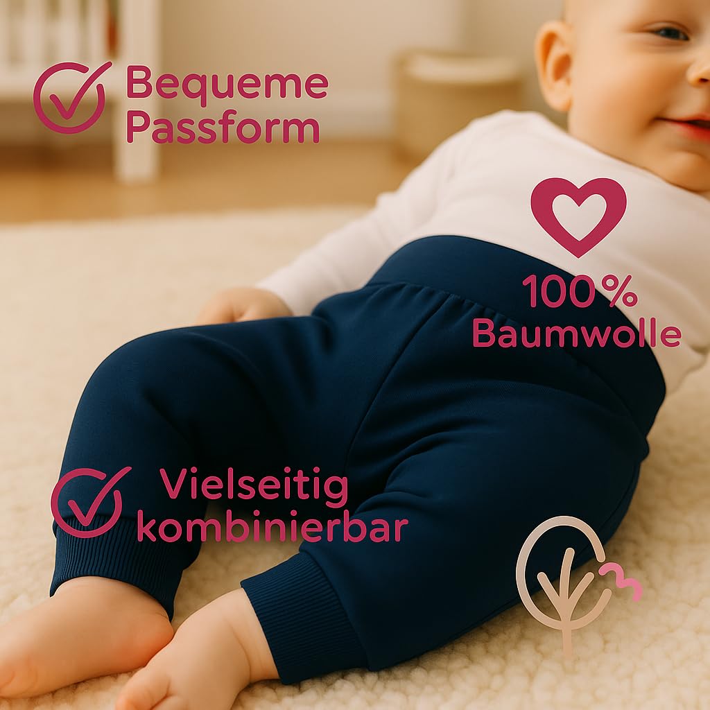 LOREZA® 5 Pantalones Bombachos para Bebé Unisex – 100% Algodón – Suaves, Cómodos y Transpirables