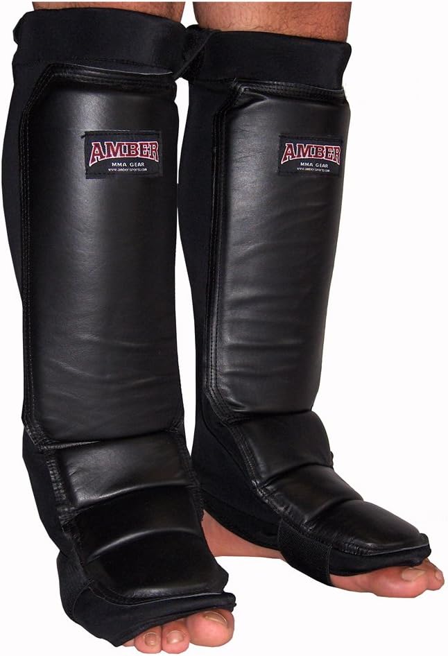 Ultimate MMA Shin & Instep Protector, Durable Nylon with Reinforced Leather Face, Adjustable Straps for Comfortable Fit