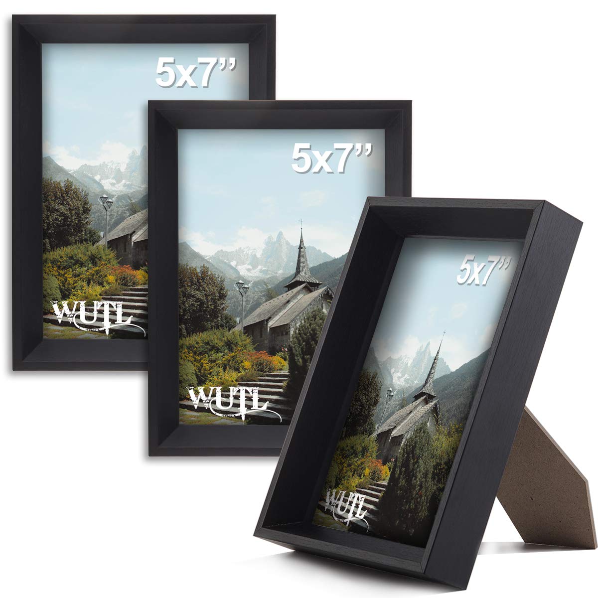 Buy 5x7 Black Picture Frames MDF Wooden Beveled Photo Frames Wall and