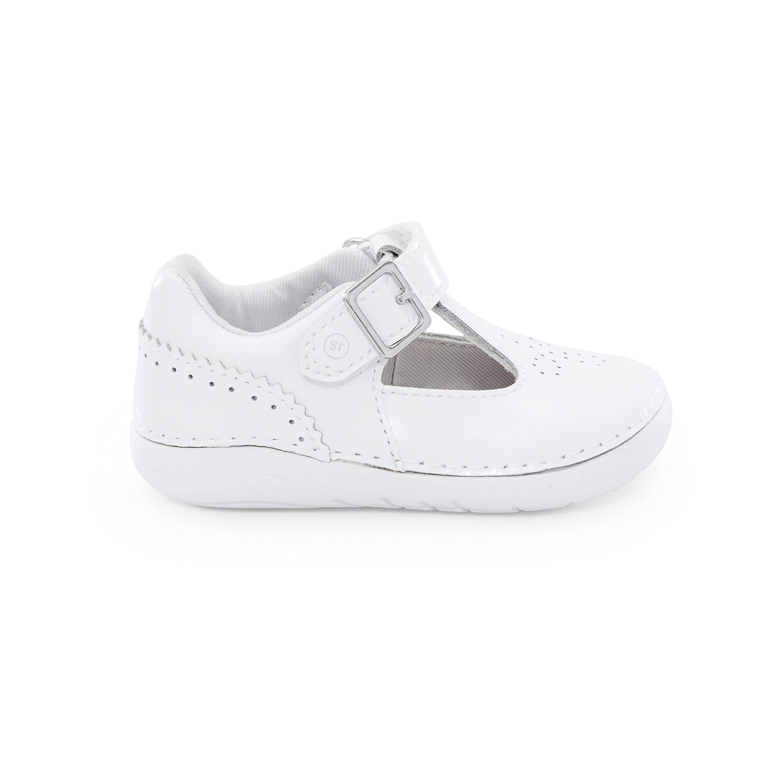Stride Rite Girls SM Lucianne Mary Jane Flat, White Patent, 4 Toddler