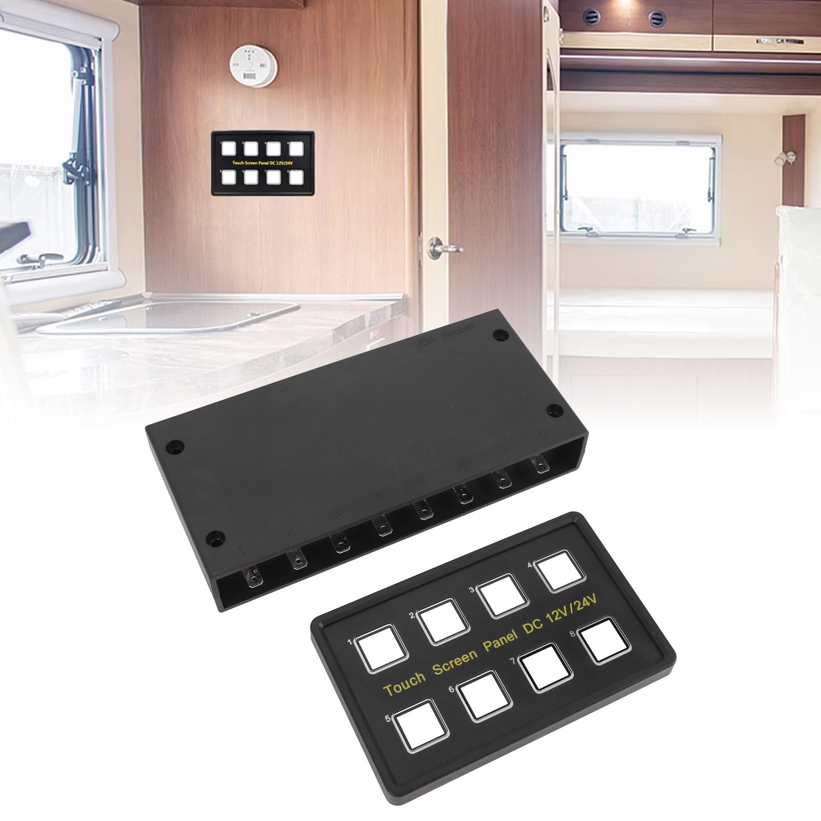 Panel Przełączników 8-krotnych, Zaawansowana Pojemnościowa Skrzynka Sterownicza Dotykowa z diodą LED, IP68 do Samochodów Ciężarowych RV, 12 V 24 V, Niebieskie światła, 8