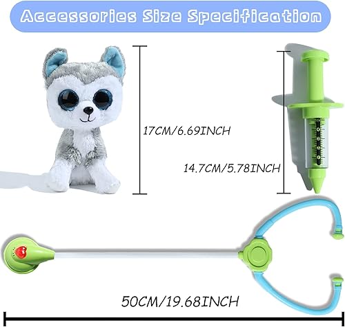 Miniatura 6 de Rabtero Disfraz de médico para niños, traje de uniforme azul y rosa, abrigo de laboratorio blanco, disfraz veterinario para niños de 3 a 8 años