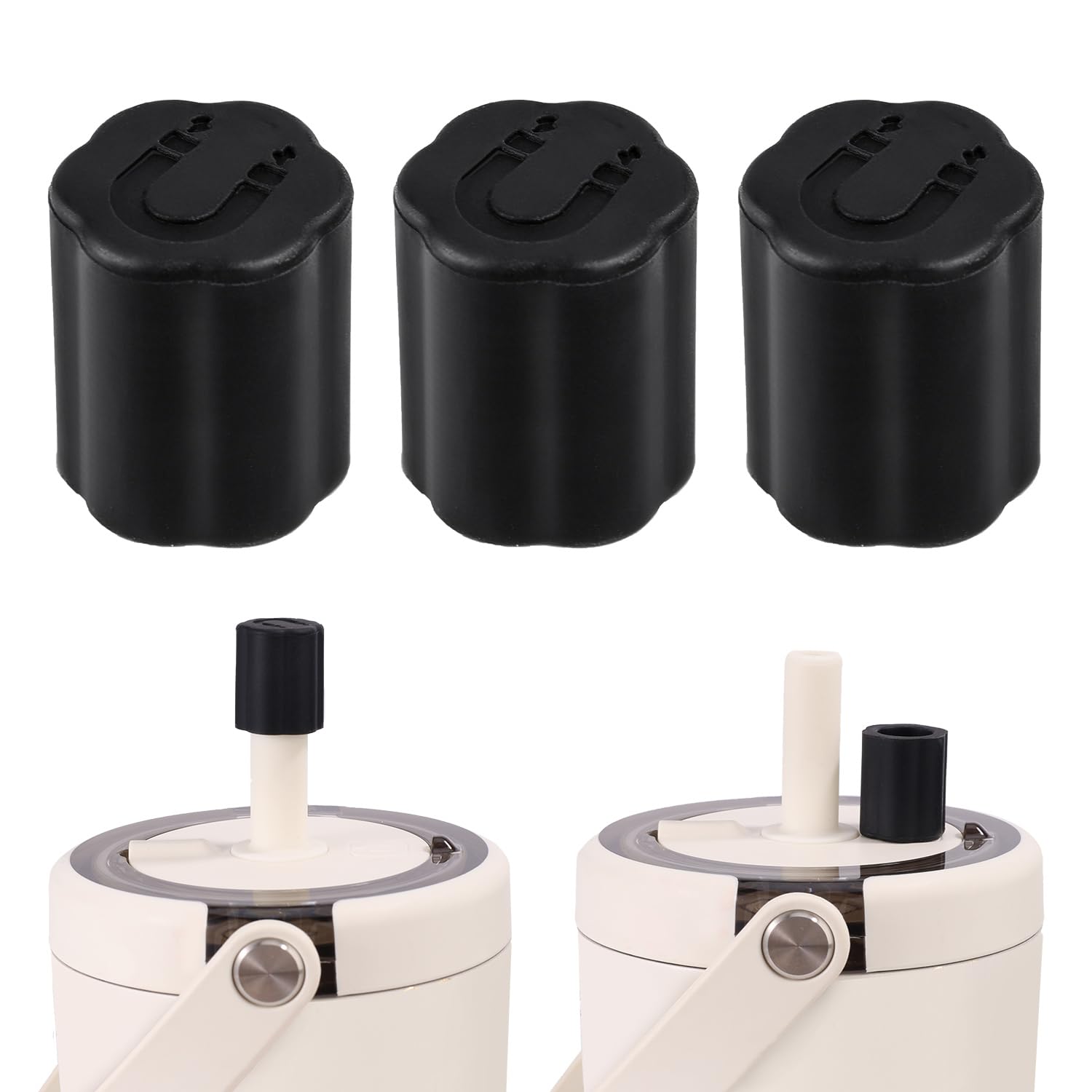 Lyreh 3pcs Magnetic Straw Caps for BrüMate All Era and Resa Tumblers, Silicone Magnetic Cover Cup Straw Top Topper Practical Cup Accessories Parts for Travelling Hiking Climbing Picnicking (Black)