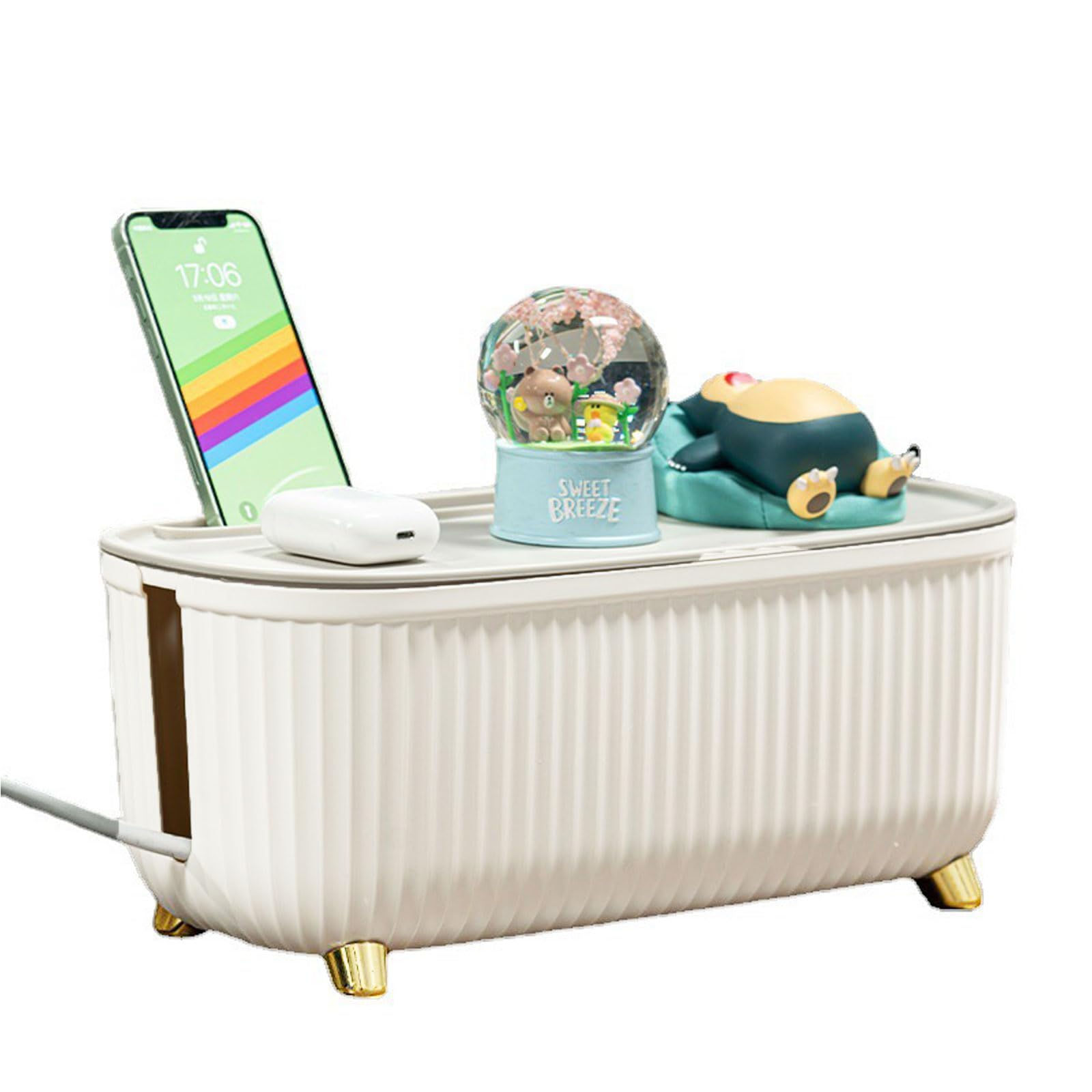 Cable Management Box - Large Cord Organizer Box 13.7 * 5.9 * 5.3in - Insulated Cable Storage Box for TV, Computer, Laptop Power Strips - Fashionable Power Strip Box for Home, Office