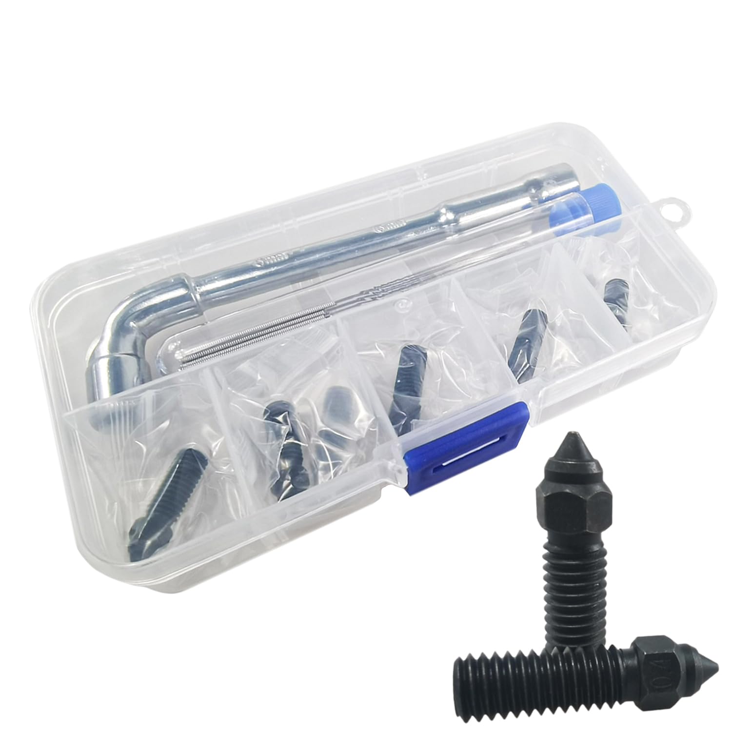 k1 nozzles hardened steel 3d printer extruders nozzles 0.2, 0.4, 0.6, 0.8, 1.0mm nozzles, with diy tools and a parts box, compatible with creality k1, k1 max, ender 3 v3 ke, cr-10 se, cr-m4...