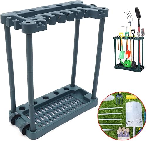 Miniatura 3 de Estante de herramientas de jardín, herramienta de utilidad de garaje al aire libre, mango largo, soporte para trapeador de escoba, torre organizador