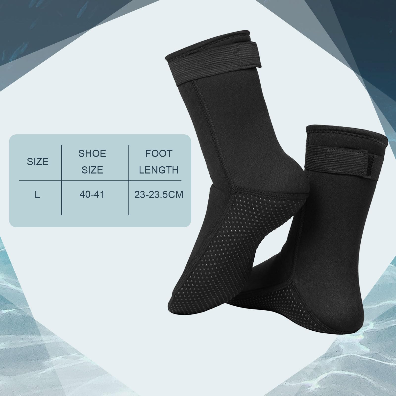 Calzini neri in neoprene da 3 mm, antiscivolo, per sport acquatici, spiaggia, unisex, protezione solare a metà polpaccio, antiscivolo, protezione solare, nuoto, surf, snorkeling, vela