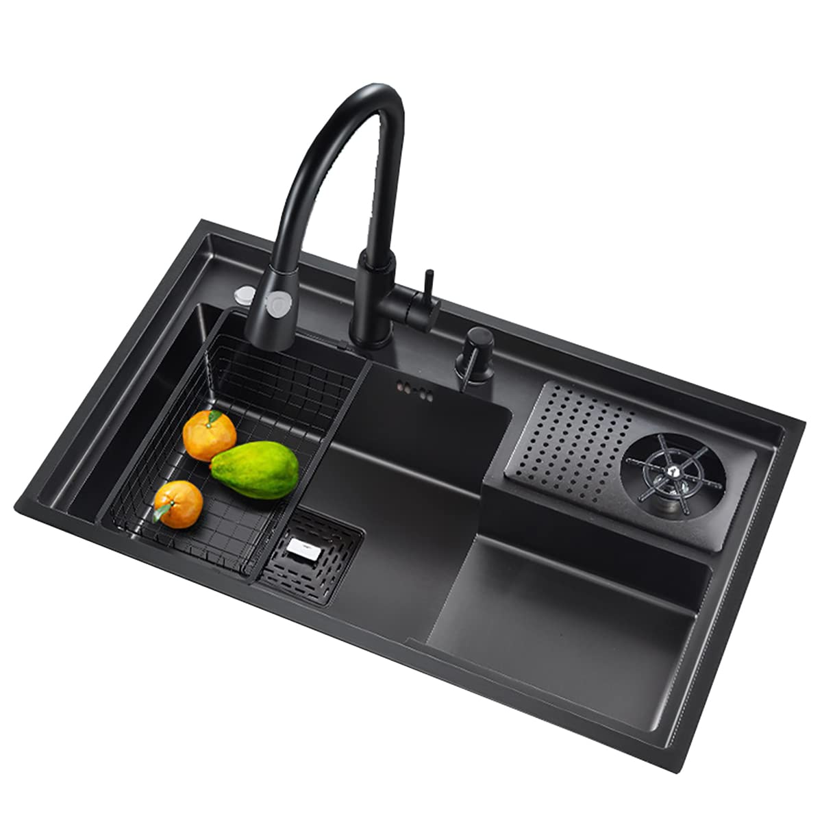 Lavabo in acciaio inox con vassoio per tazze, lavabo ispessito bar caffetteria, lavello nano multifunzionale da cucina, lavello per auto da turismo, 78 cm (68 cm)