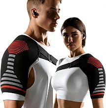 Shoulder Support, Adjustable Shoulder Brace for Men and Women, Stability for Shoulders, Lightweight, Breathable, Shoulder Brace Fits Left or Right Shoulder (L/XL, Red)