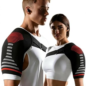 Shoulder Support Brace for Men & Women Orange for Discomfort Relief & Muscle Relaxation, Easy to Wear & Remove Red L/XL