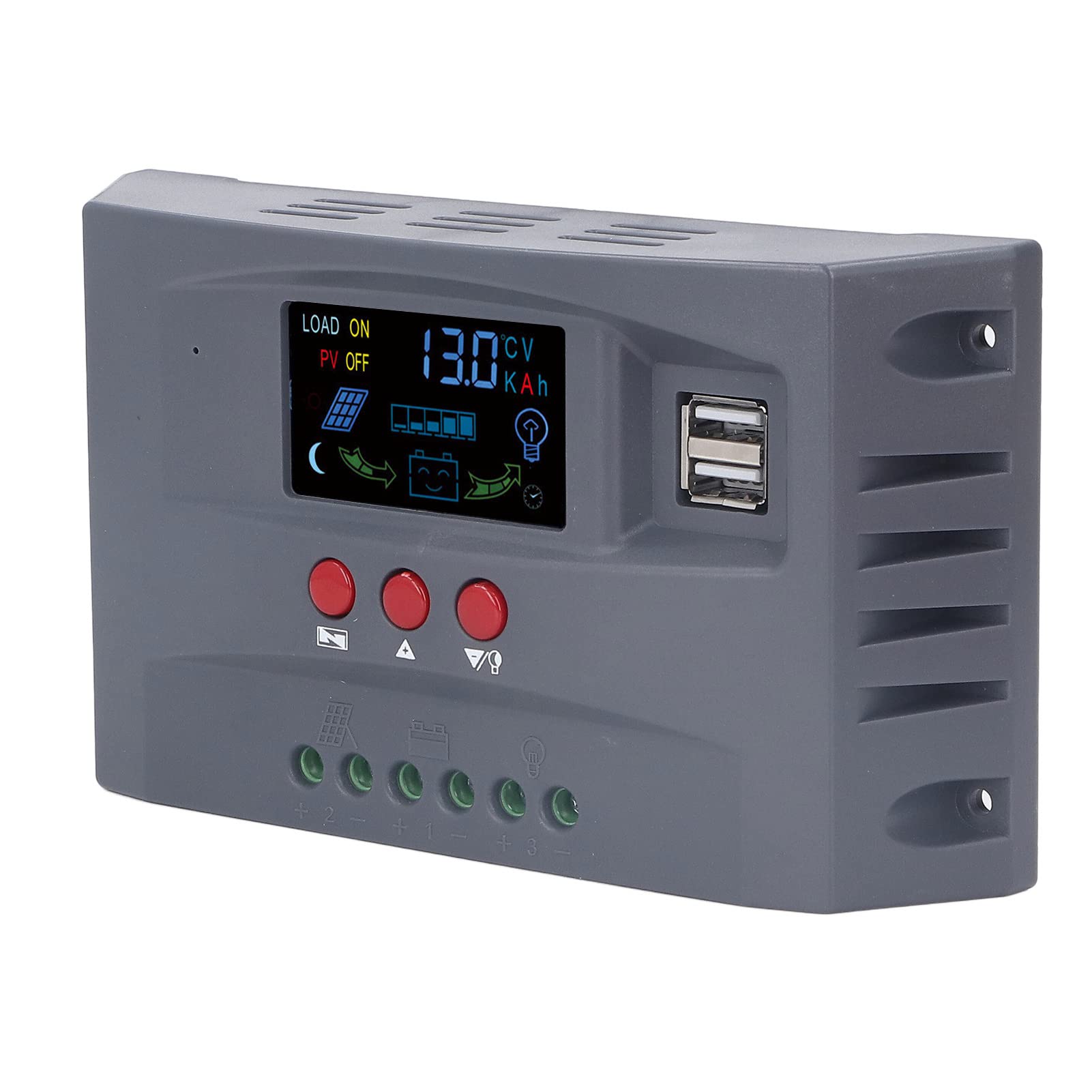 Ejoyous Kontroler ładowania Słonecznego z Podświetlanym Wyświetlaczem LCD MPPT Kontroler ładowania Słonecznego 12 V 24 V PC Automatyczne śledzenie Zabezpieczenie Nadprądowe Wyjście USB do Lampy (30A)