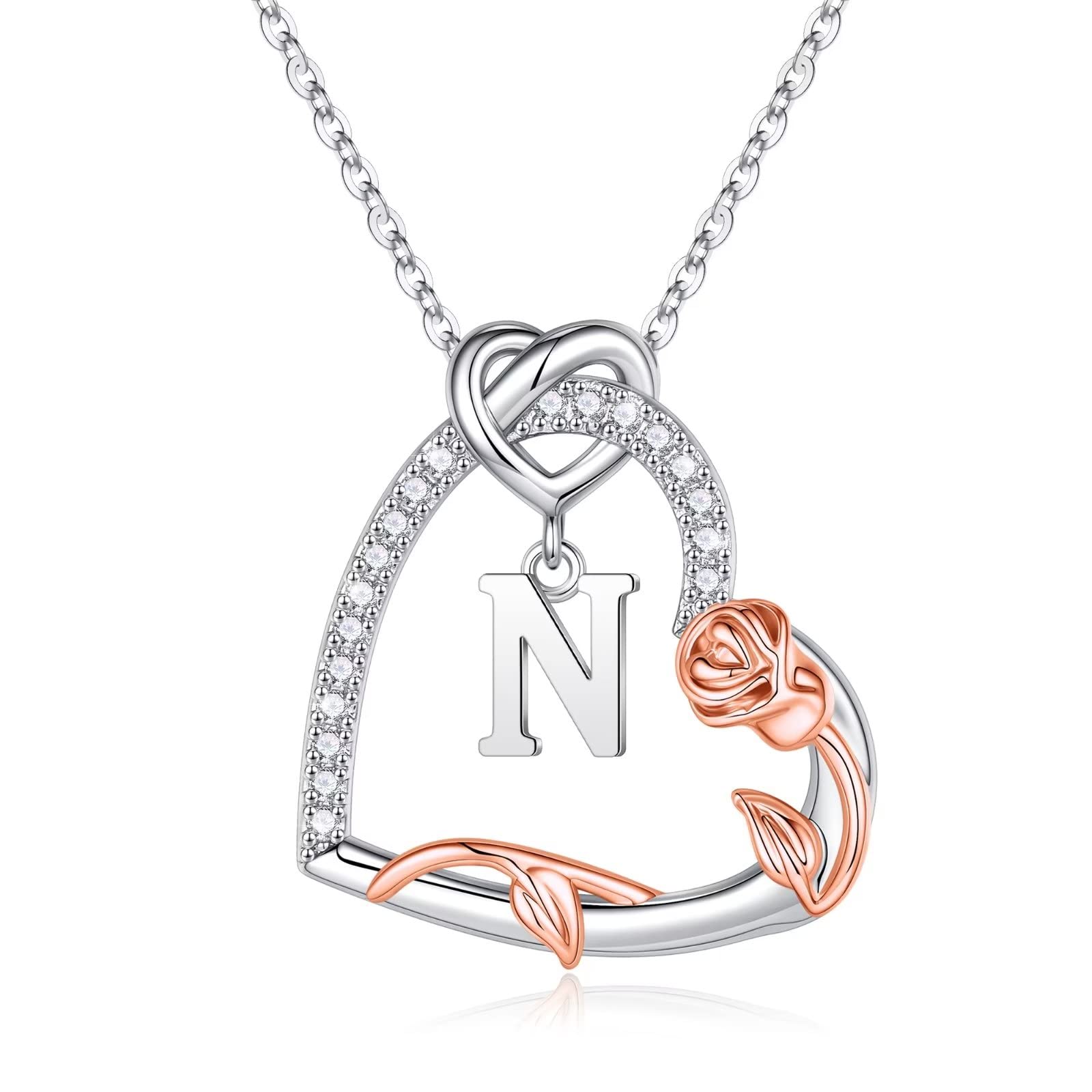 Iefil 925 Sterling Silver Heart Initial Necklaces