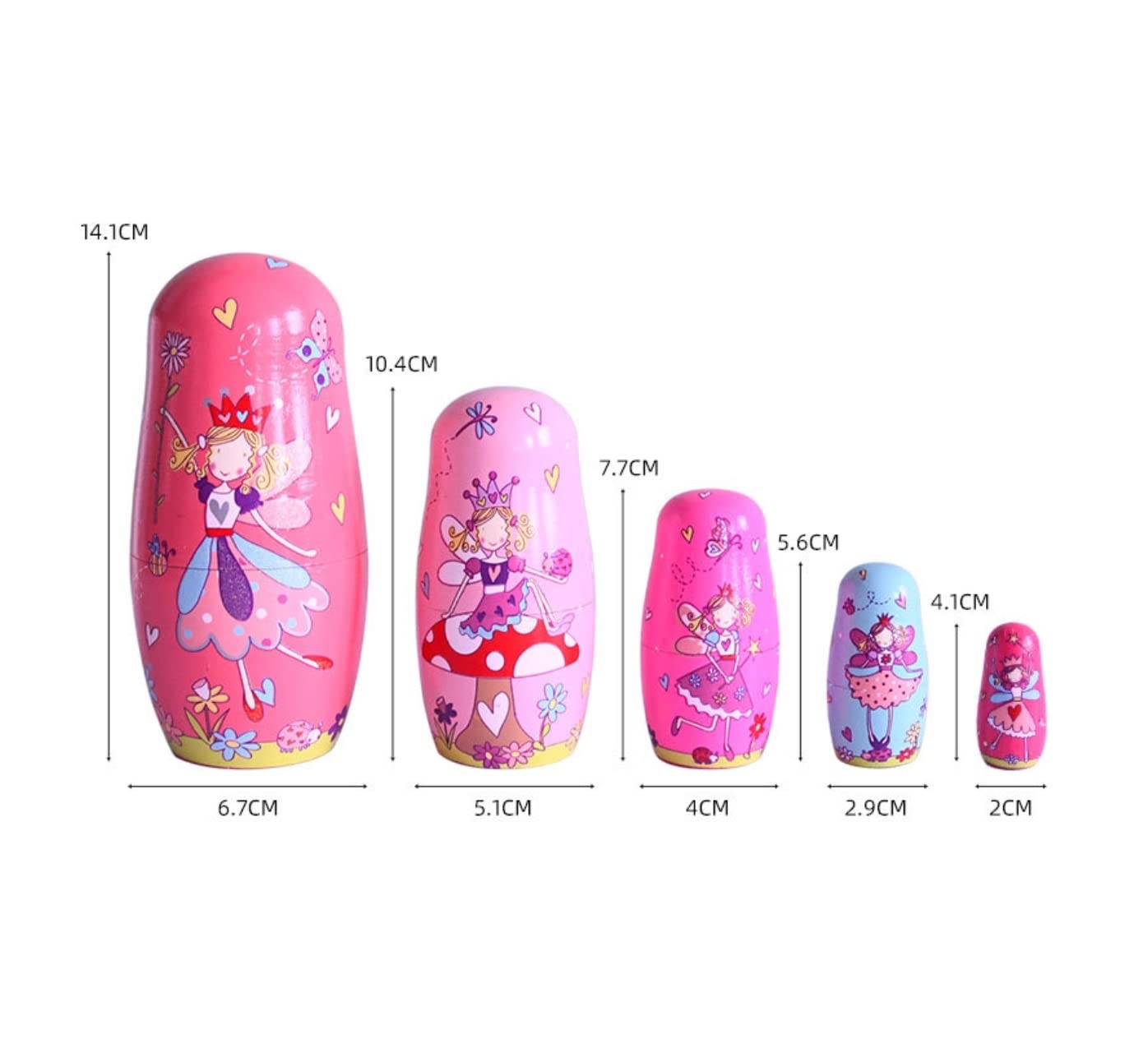 Poupée Russe 5 Pièces Poupées Matryoshka en Bois Jouets Filles Russes Gigognes À La Main Jouet Artisanat Cadeaux d'anniversaire Jouet Empilable