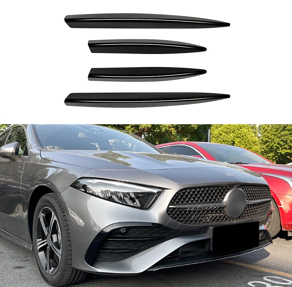 Kit Lèvre Pare-Chocs Avant 7 Pièces - Compatible Mercedes Classe A W177 AMG Line 2018+