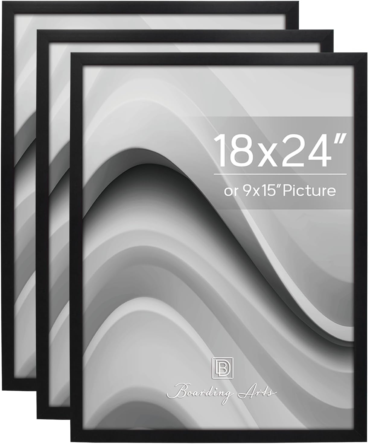 Boarding 18x24 Picture Frame,Display 18X24 Picture,Placard or Movie Pictures for Wall Hanging,Poster Frames for Vertical or Horizontal Décor for Home, Office,or Gift,Black,3 Pack
