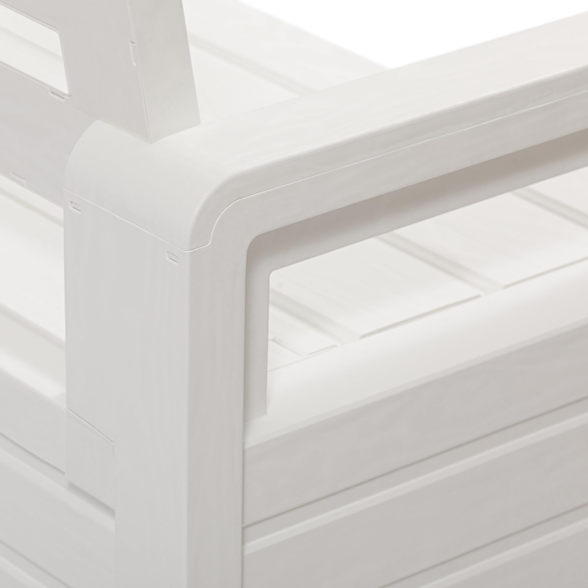 Toomax - Baúl Foreverspring con asiento para 2 personas y compartimento interior de 270 litros, fabricado con resina de efecto madera, 132,5 x 58 x 89 cm, art. 599, color blanco.