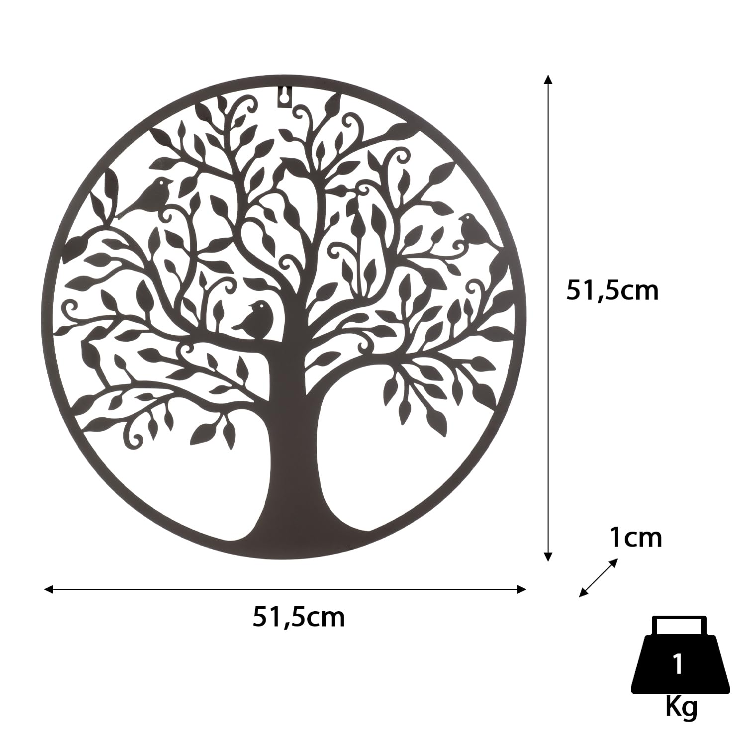 Moritz Wanddeko Lebensbaum 51,5 x 51,5 x 1 cm Metall braun Wanddekoration Wandbild Baum des Lebens Indoor Outdoor 3