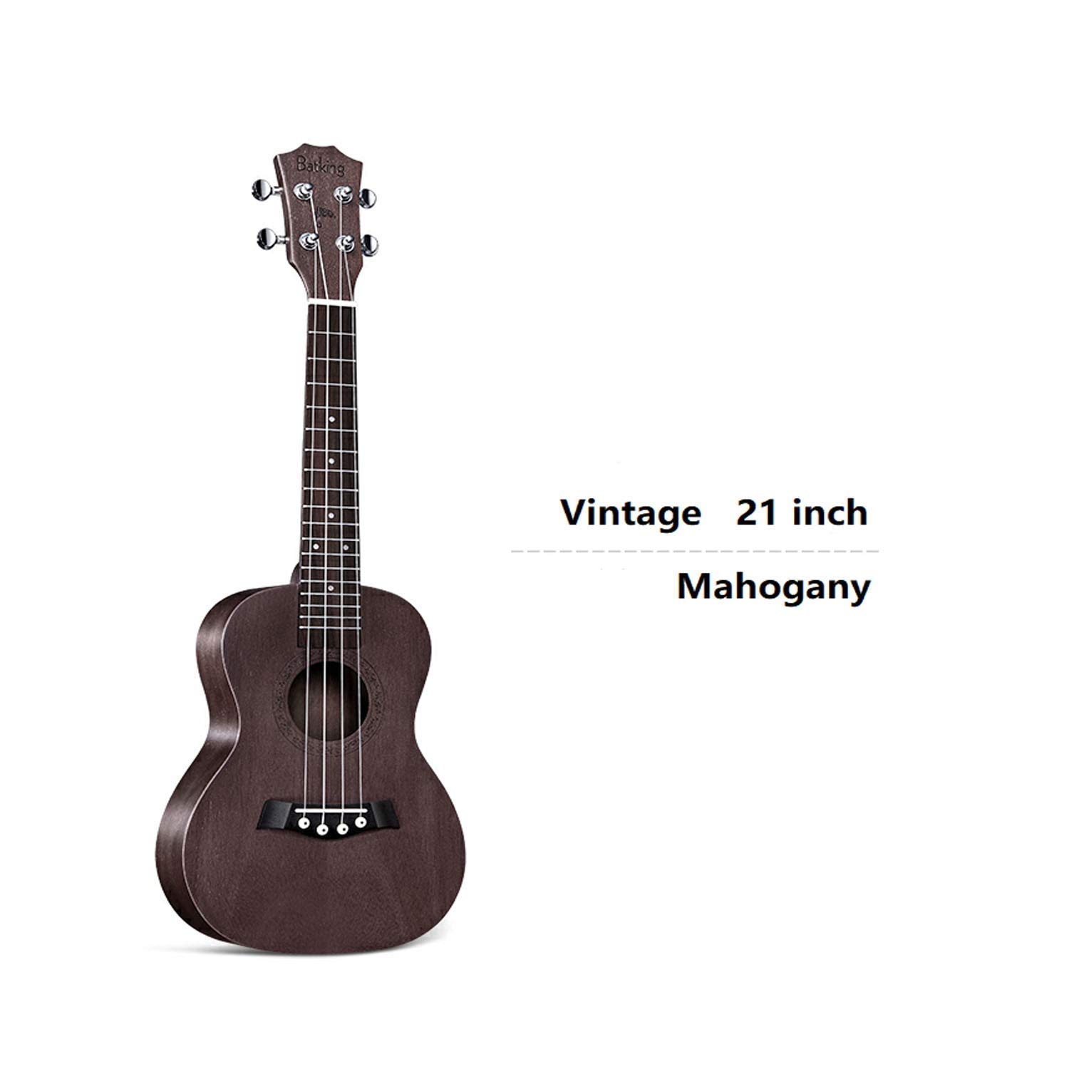 Ukulele soprano con parte superiore in mogano, 53,3 cm, con accessori per ukulele con custodia, tracolla, corda in nylon, accordatore elettrico, plettri