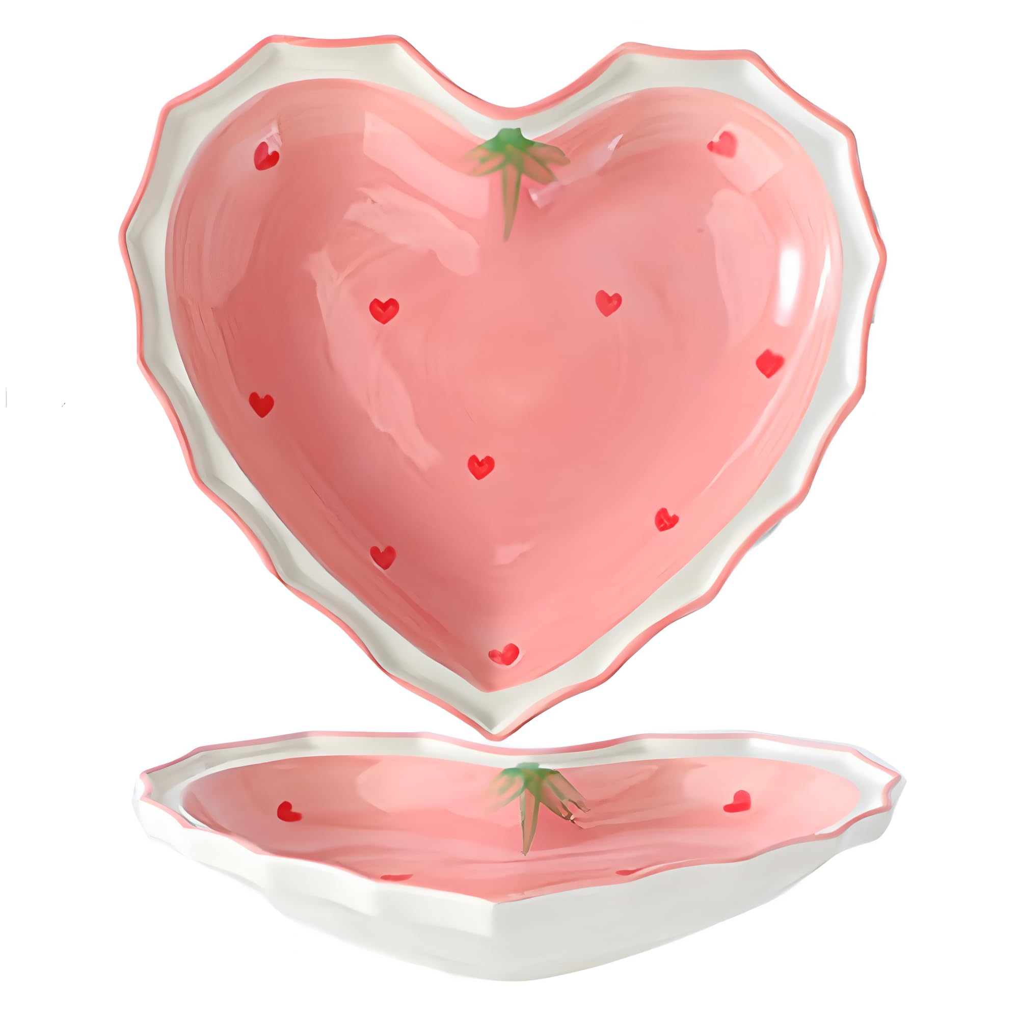 Piatto da Cena in Ceramica, Piatto a forma di cuore rosa, Adatto per Varie Insalate di frutta Dessert Pasta e Bistecca, Forno a Microonde e Forno