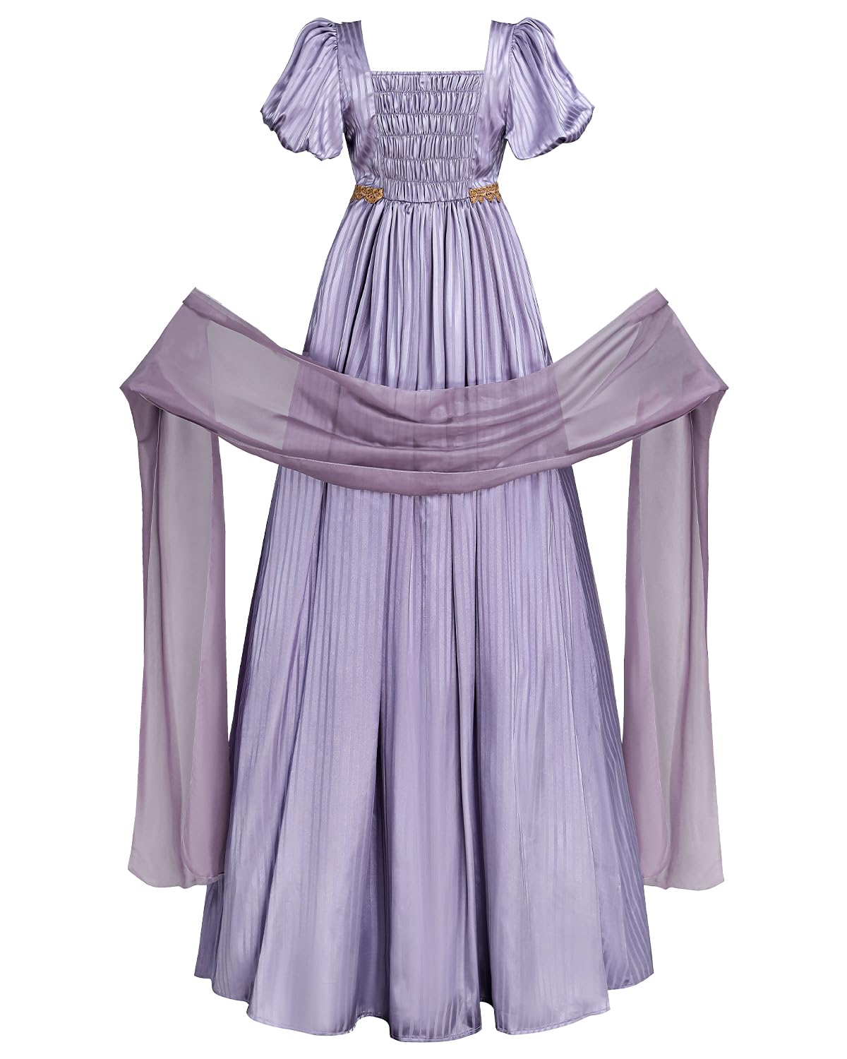 CR ROLECOS Regency Jane Austen - Abito da donna a vita alta, stile vintage con sciarpa, per feste di gala