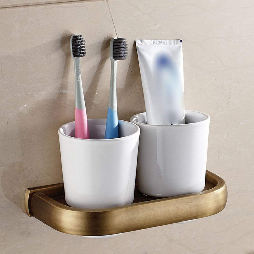 Porte-brosse à dents double cupule pour éviter l'humidité sur le lavabo de salle de bain