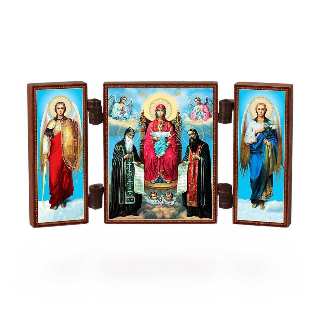 NKlaus - Mother of God Kievo Pecherska - Christian Icon Triptych - Kievo Pecherskaya Borodica - travelling altar wood 36165