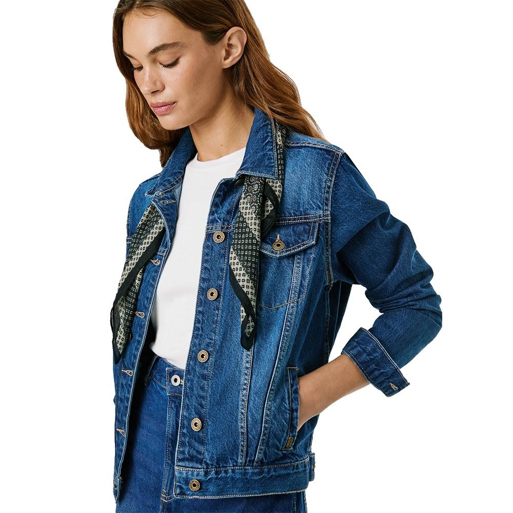 Pepe Jeans Damska kurtka regularna, niebieska (Denim-4A0), XL, Niebieski (Denim-4A0), XL