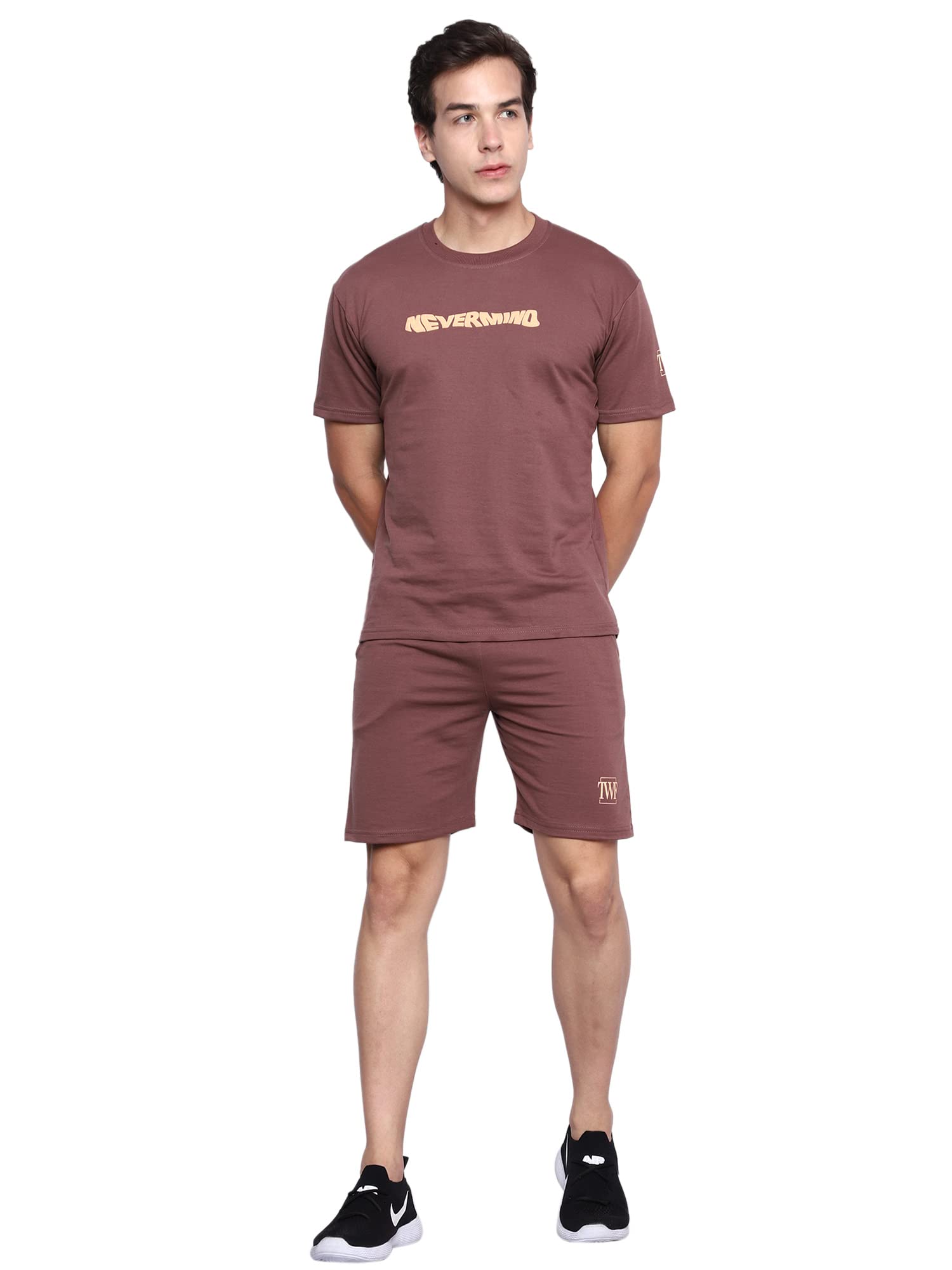 TWF Mens 100% Cotton Regular Round Neck Co-ord Set for Men's Half Sleeve T-Shirt and Shorts-image-38