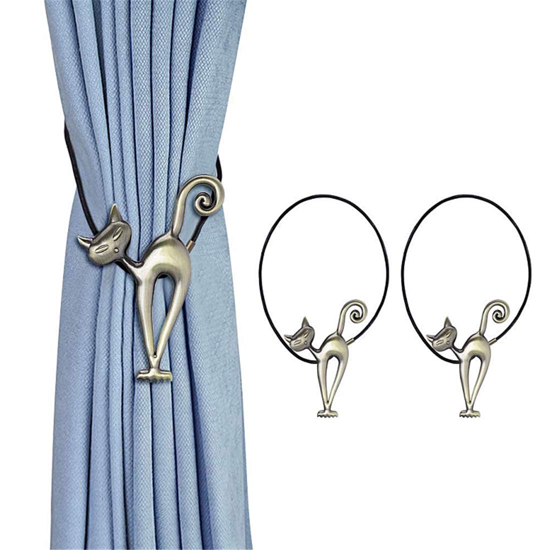 Lot de 2 embrasses de rideaux magnétiques en forme de chat pour décoration de fenêtre Lot de 2 embrasses de rideaux magnétiques en forme de chat pour décoration de fenêtre