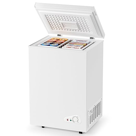 5.0 Cu.Ft Chest Deep Freezer with 2 Removable Baskets, Energy Efficient (0.41kWh/24H),
