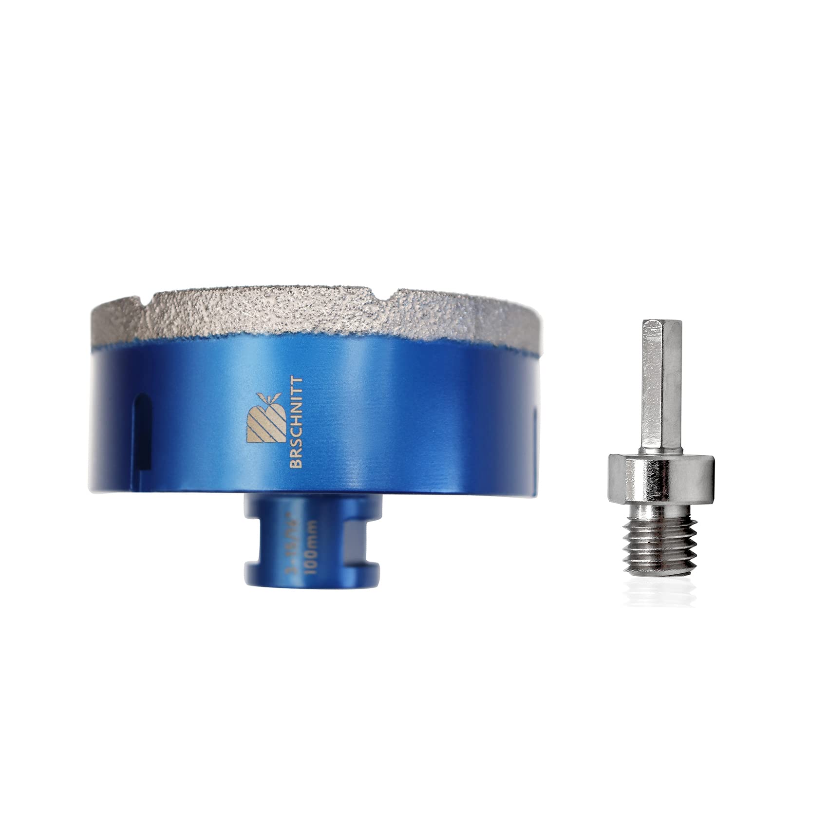4 Inch Diamond Core Drill Bit for Porcelain Tile Ceramic Marble Granite Drilling,BRSCHNITT 1pc Vacuum Brazed Diamond Hole Saw with 5/8-11 Thread (100mm)&Adapter