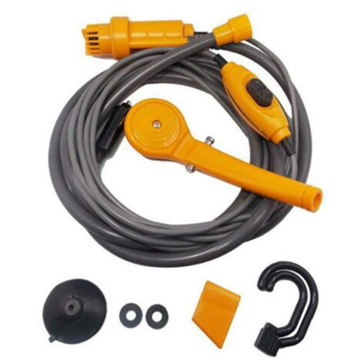 Douche Portable 12V pour Voiture - Orange - Débit 2.5 L/min - Accessoires inclus - Sport