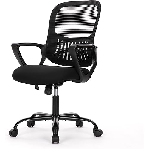Office Chair, Ergonomic Office Chair Computer Chair Mesh Home Office Desk Chairs with Armrests, Rolling Swivel Chair with Lumbar Support Height Adjustable