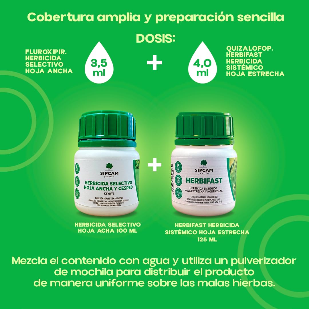 TERTER DUO Herbicida Sistémico Total 2 en 1 | Elimina Malas Hierbas de Todo Tipo (100 ml + 125 ml) | Alternativa al Glifosato (Roundup) | Hasta 300 m² | Destruye la Planta desde la Base