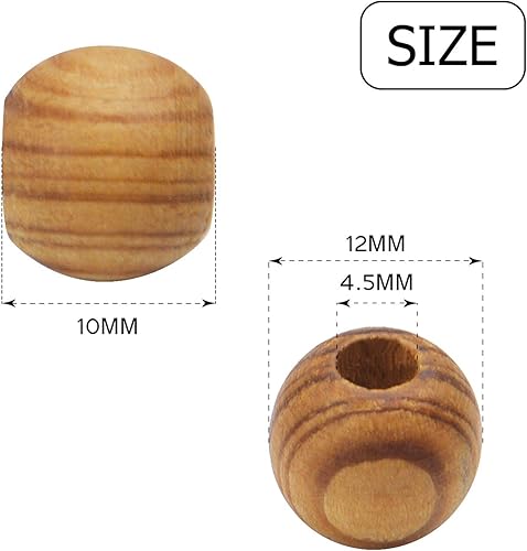 Miniatura 10 de Natural Wooden Beads, 100 Pieces 18mm Diameter Round Loose Spacer Beads Large Hole (6.5mm) Wooden Craft Beads with Beautiful Grain for DIY Handmade