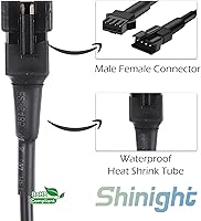 Vista 4 de SHINIGHT 4 cables de extensión de 47 pulgadas para uso con 5050 LED SMD RGB neón kits de acento para LED motocicleta, ATV, luz de coche, tira