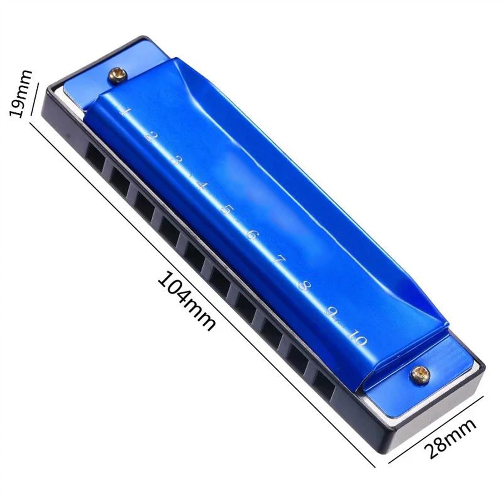 Strumento armonica blues a 10 fori con chiave C con custodia adatta per i principianti Armonica Per Principianti (Color : Blue)