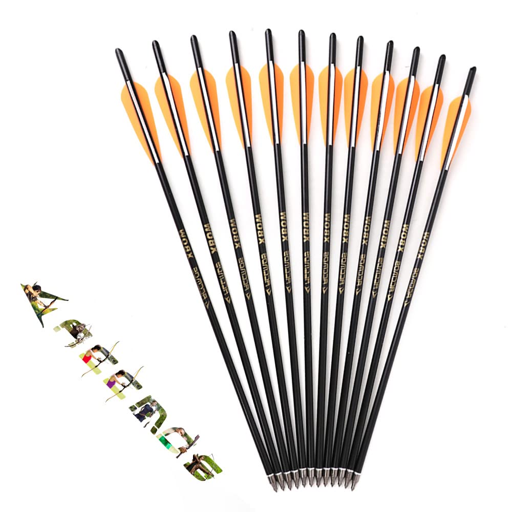 ACCMOS 24 pz 13" 16" 17" 18" 20" 22" Freccia in Carbonio Tiro con L'Arco Frecce Frecce per Balestra 125grain Punta della Freccia Sostituibile per Caccia o Allenamento al Tiro