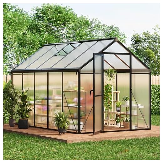 6 x 10 ft Greenhouse, Greenhouses for Outside, Polycarbonate Greenhouse with Aluminum Frame, Lockable Door and Ajustable Roof Vent for Backyard, Green Houses for Outside Garden Backyard, Patio