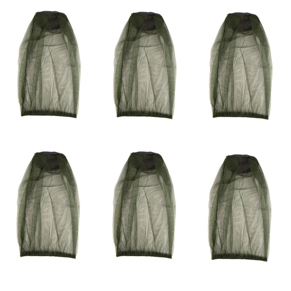 HomeSoGood 6Pcs Mosquito Hat Men Women Fishing Cap Casual Bee Net Mesh Foldable Face(One Size,Green)