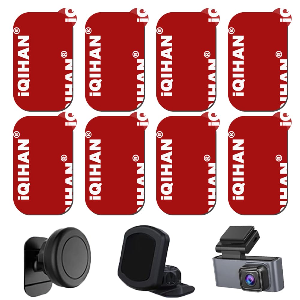 8pcs Sticky Adhesive Tape for Car Phone Mount Base, Rectangle Heat Resistance Double-Side Sticker Pads Replacement for Magnetic Car Dashboard Phone Holder Stand Cradle & Windshield Dash Cam