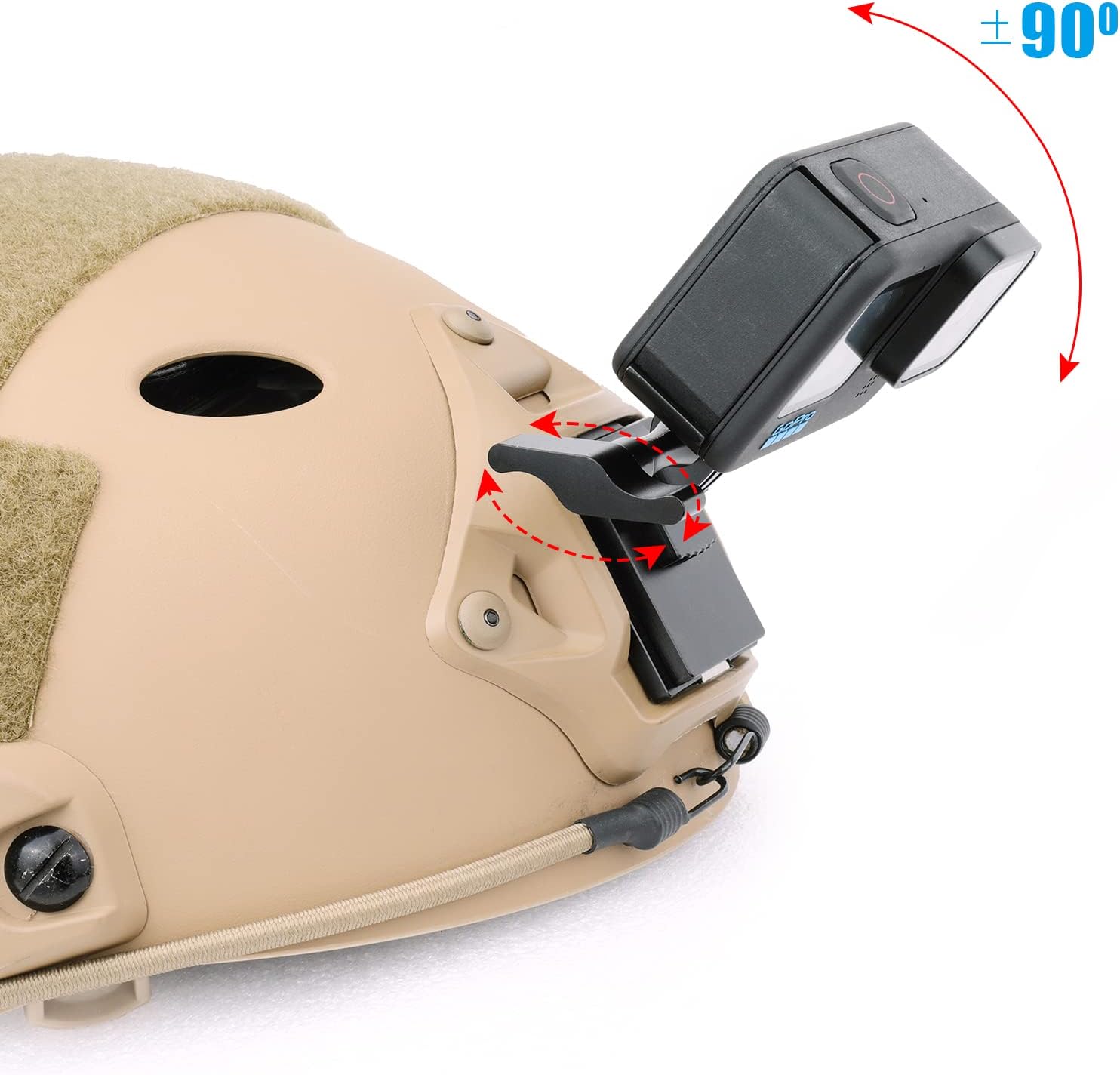 Tactical Helmet Quick Release Buckle Adapter Mount with Gopro Hero 13 12 11 10 9 8 DJI Osmo Insta360 AKASO and Other Action Camera