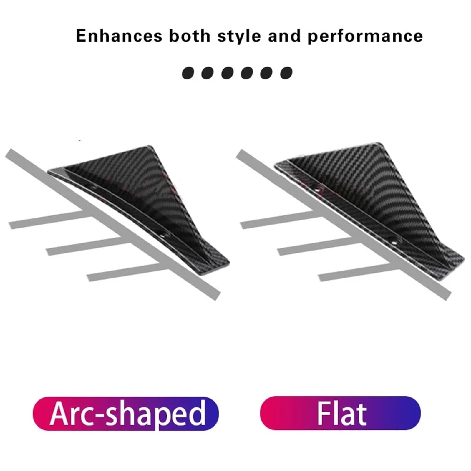 Auto Achterspoilers 4 Stuks Universele Auto Achterbekleding Spoiler Zwart Arc Achterbumper Lip Diffuser Haaienvinnen Kin Bumper Protector Guard Cover Auto Achtervleugel(Hot 4pcs Arc black
