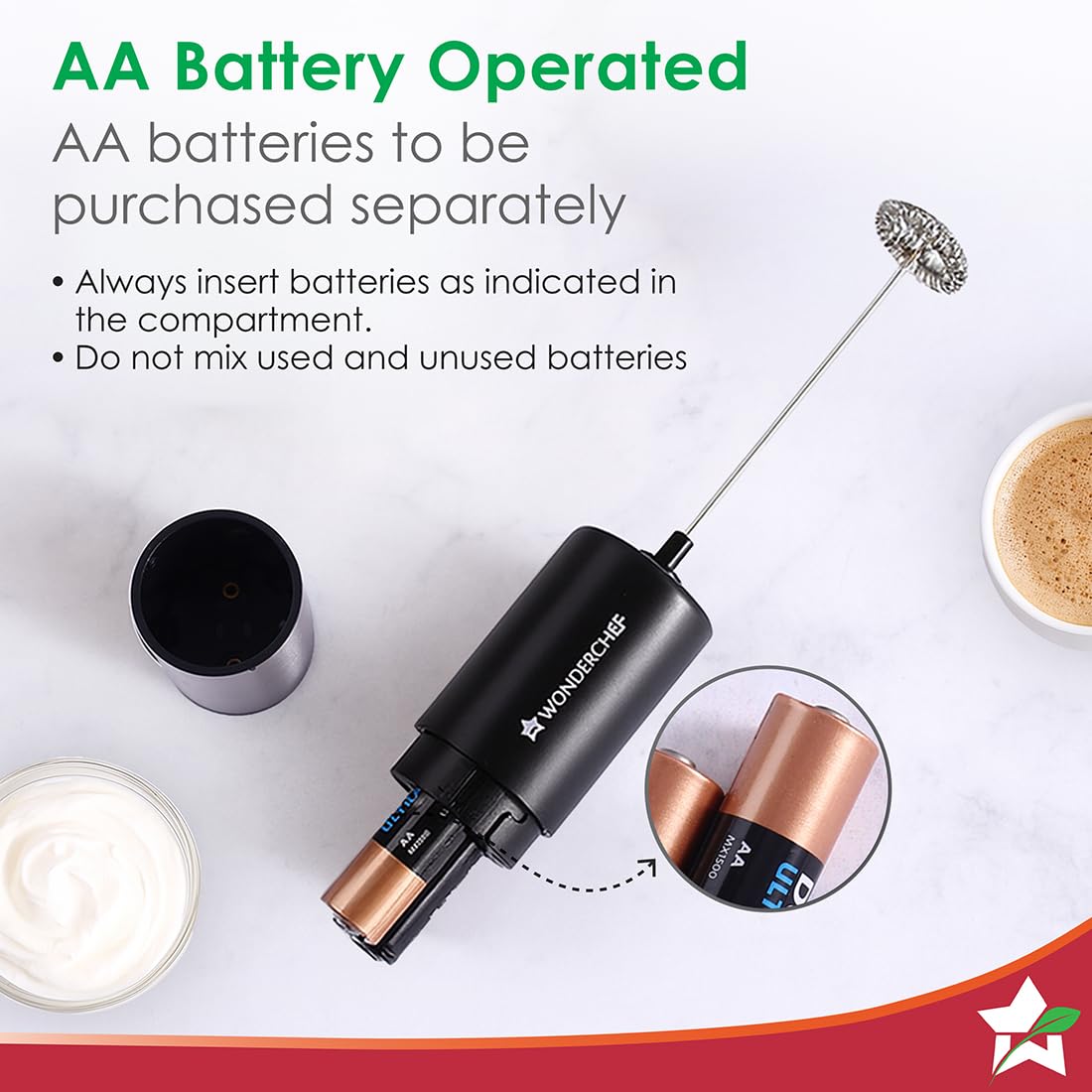 Wonderchef Regalia 6W Milk Frother for Coffee - Handheld Battery-Operated for Coffee, Lattes, Lemonade, Hot Chocolates and Shakes - Black 4